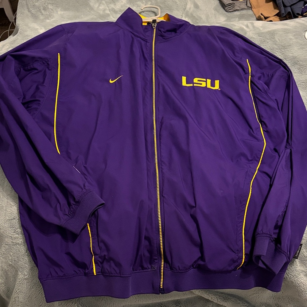 Nike Men's Purple and Yellow Varsity Jacket